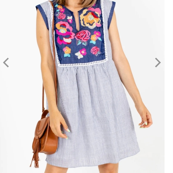 Savanna Jane Down to Georgia Blue Striped Mini Dress Size 1X - Picture 9 of 9